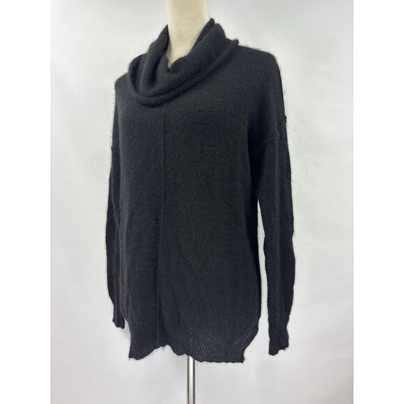 Max Studio Cashmere Tunic Sweater Black Medium Funnel Cowl Neck Long Sleeve - Picture 11 of 11